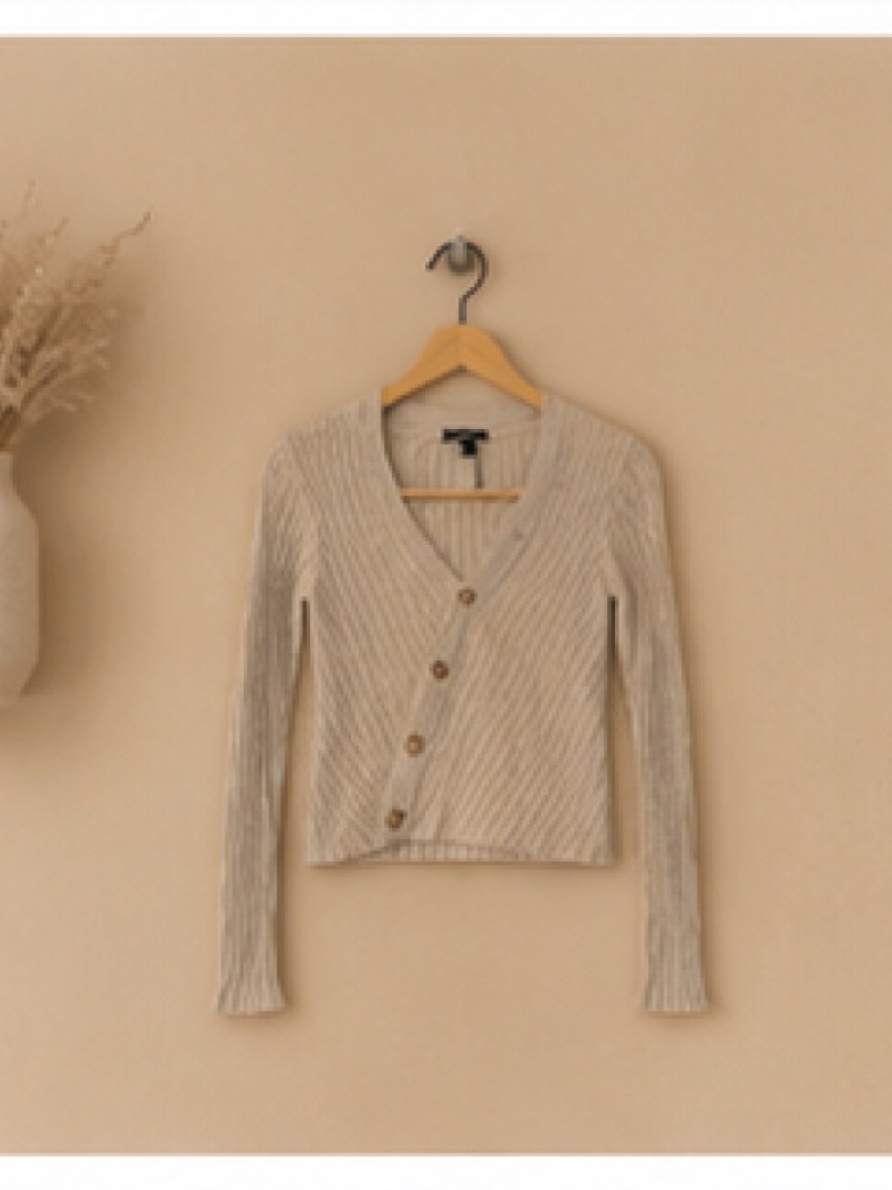 Dynamite Ribbed Asymmetrical Button Long Sleeve Top XS